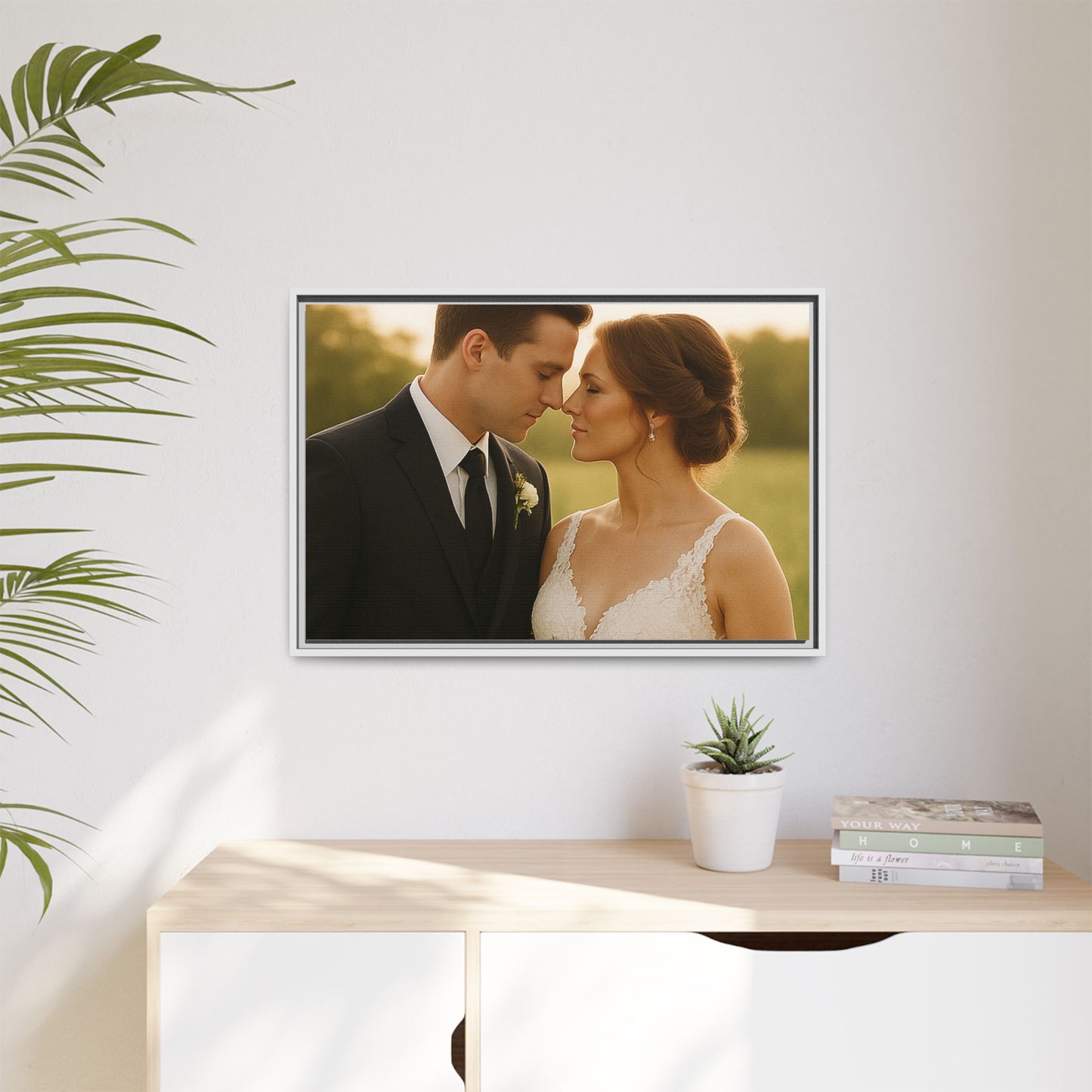Custom Wedding Frame Horizontal Matte Canvas