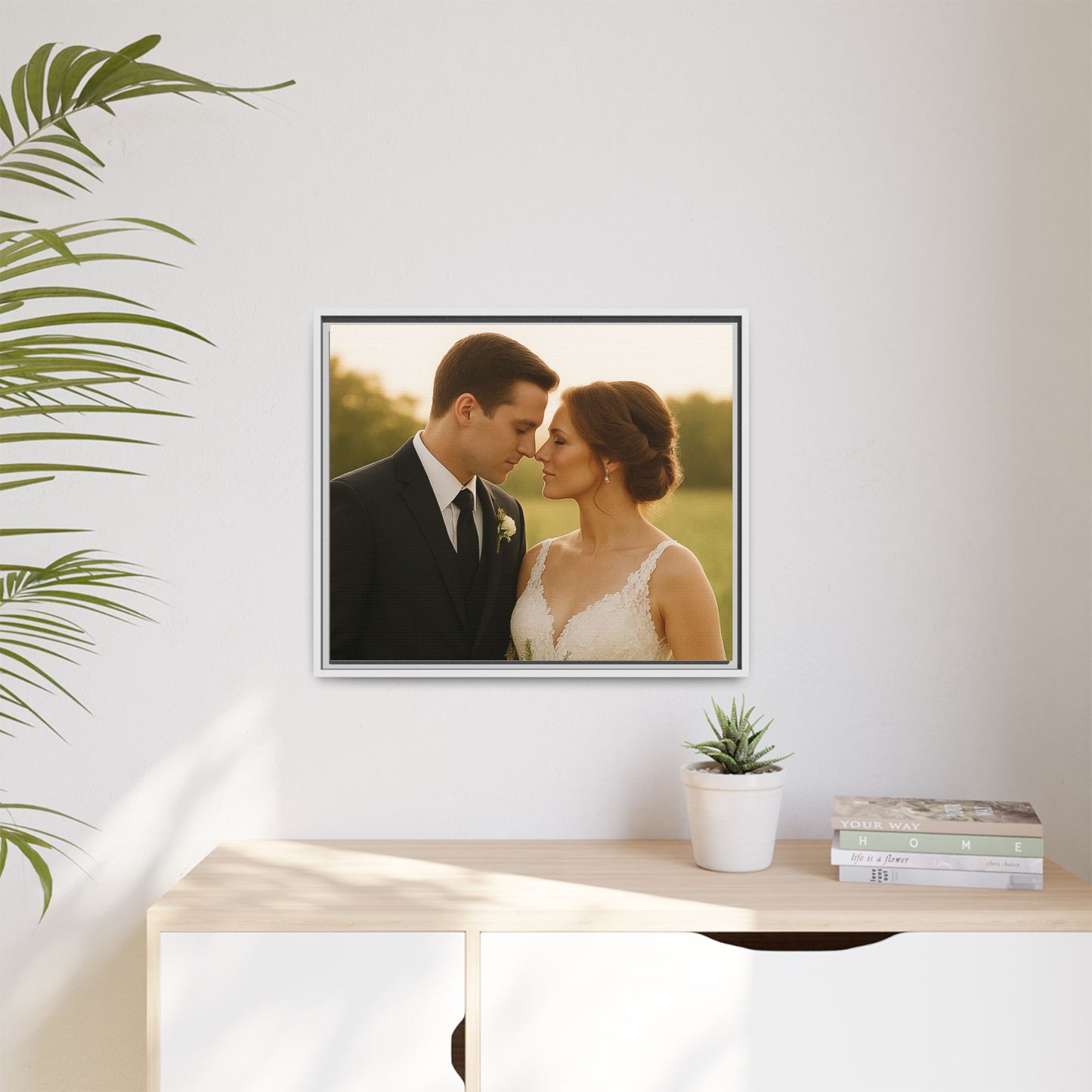 Custom Wedding Frame Horizontal Matte Canvas