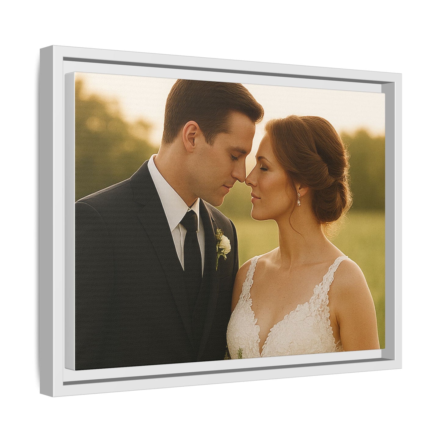 Custom Wedding Frame Horizontal Matte Canvas