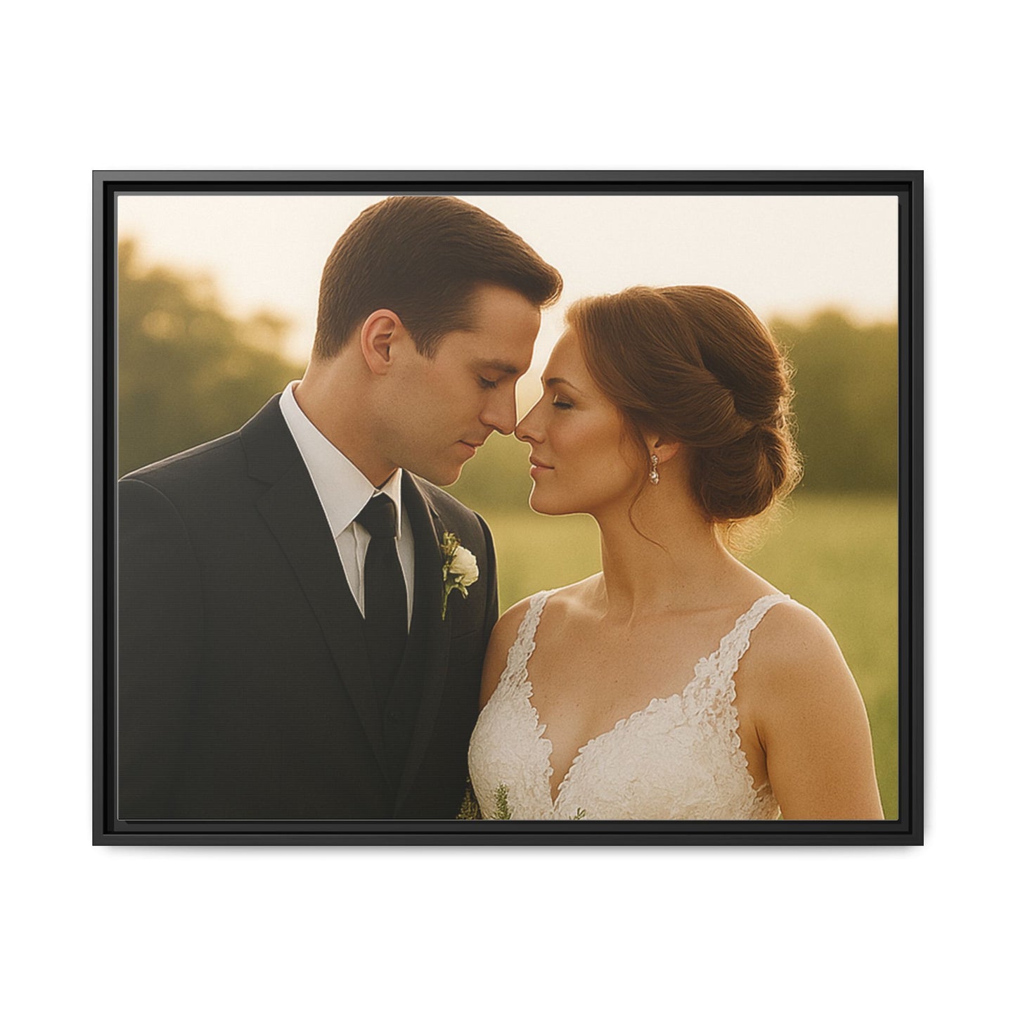 Custom Wedding Frame Horizontal Matte Canvas