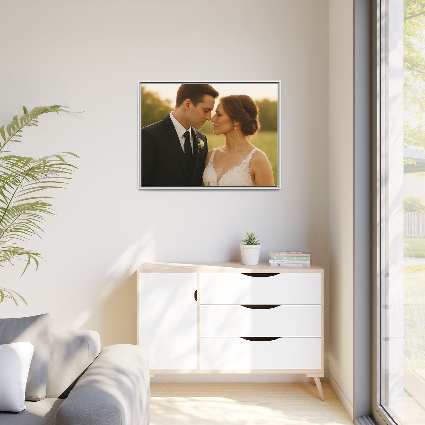 Custom Wedding Frame Horizontal Matte Canvas
