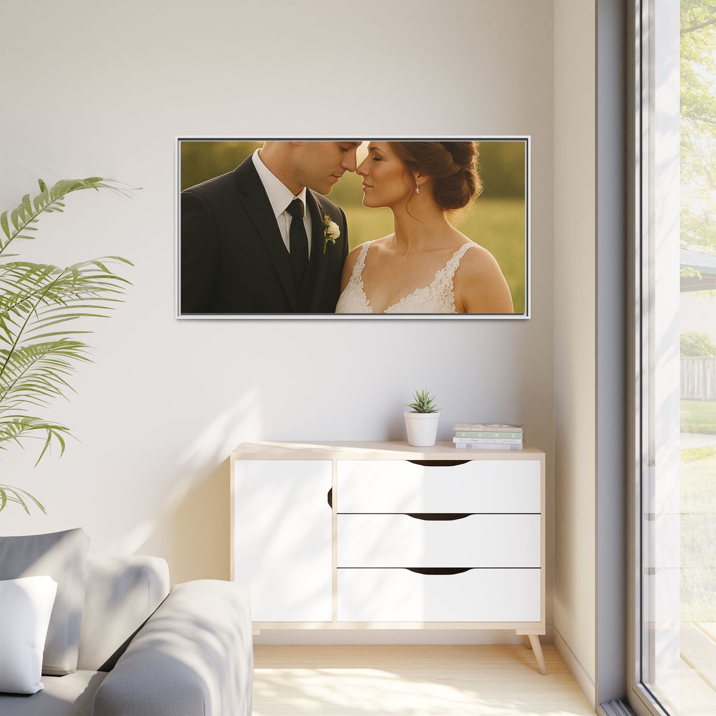 Custom Wedding Frame Horizontal Matte Canvas