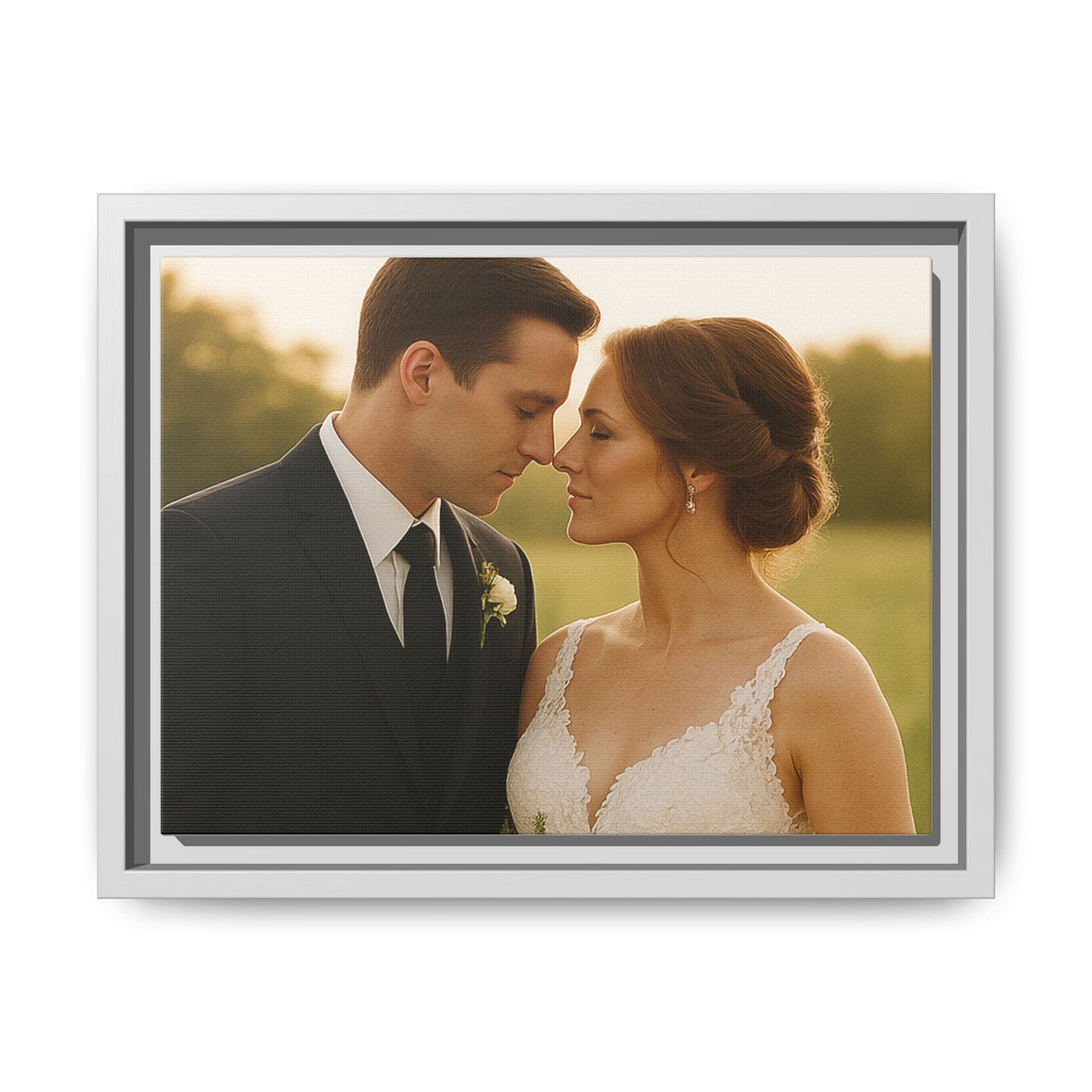 Custom Wedding Frame Horizontal Matte Canvas