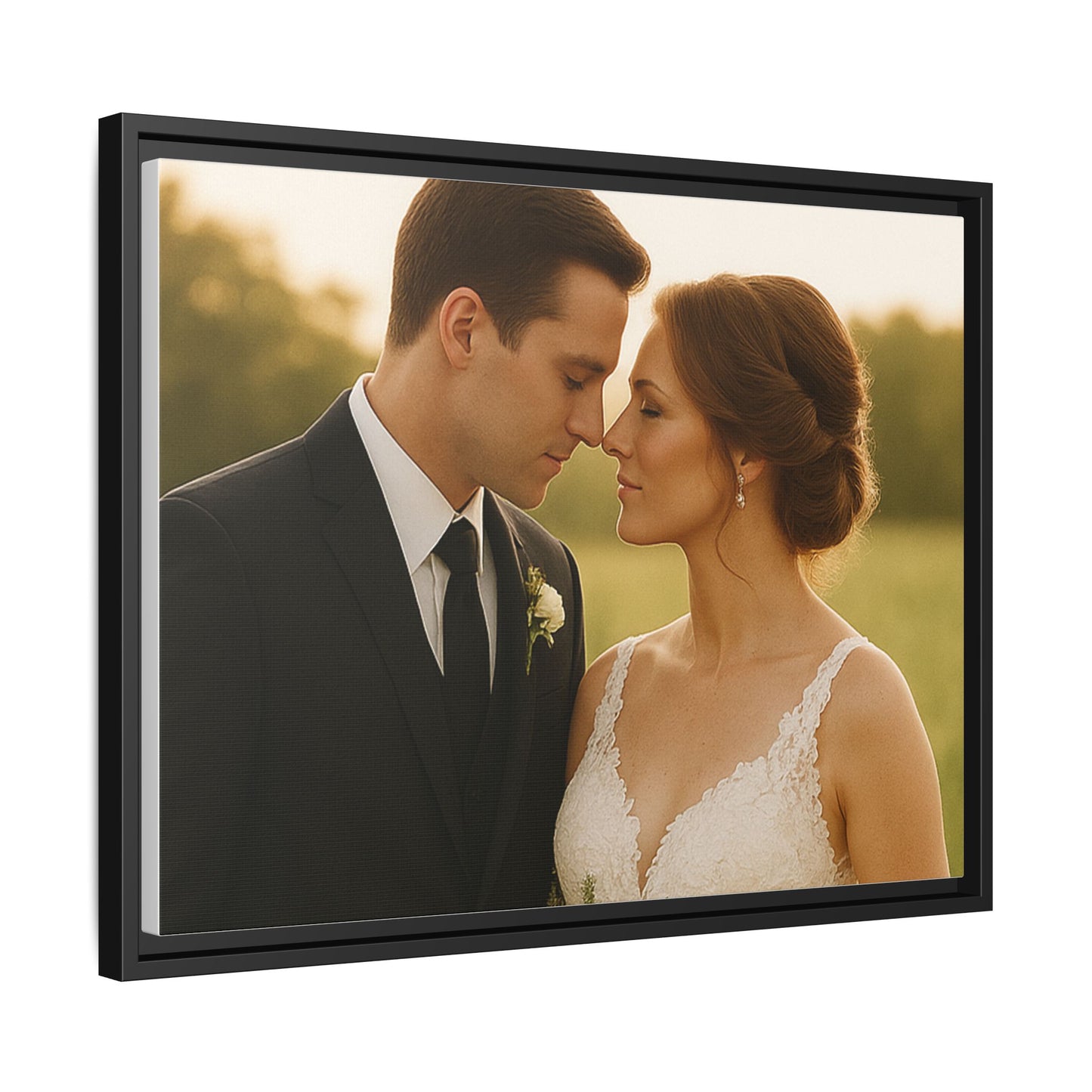 Custom Wedding Frame Horizontal Matte Canvas