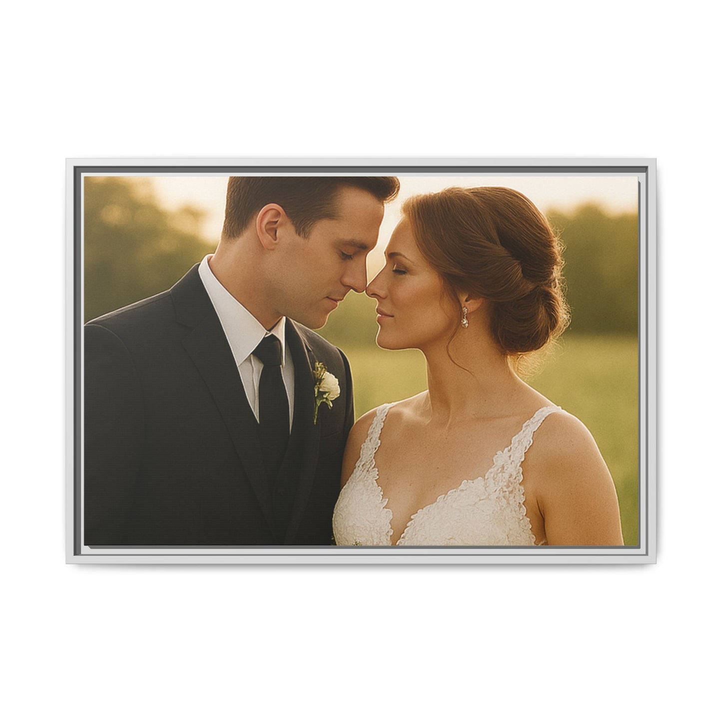 Custom Wedding Frame Horizontal Matte Canvas