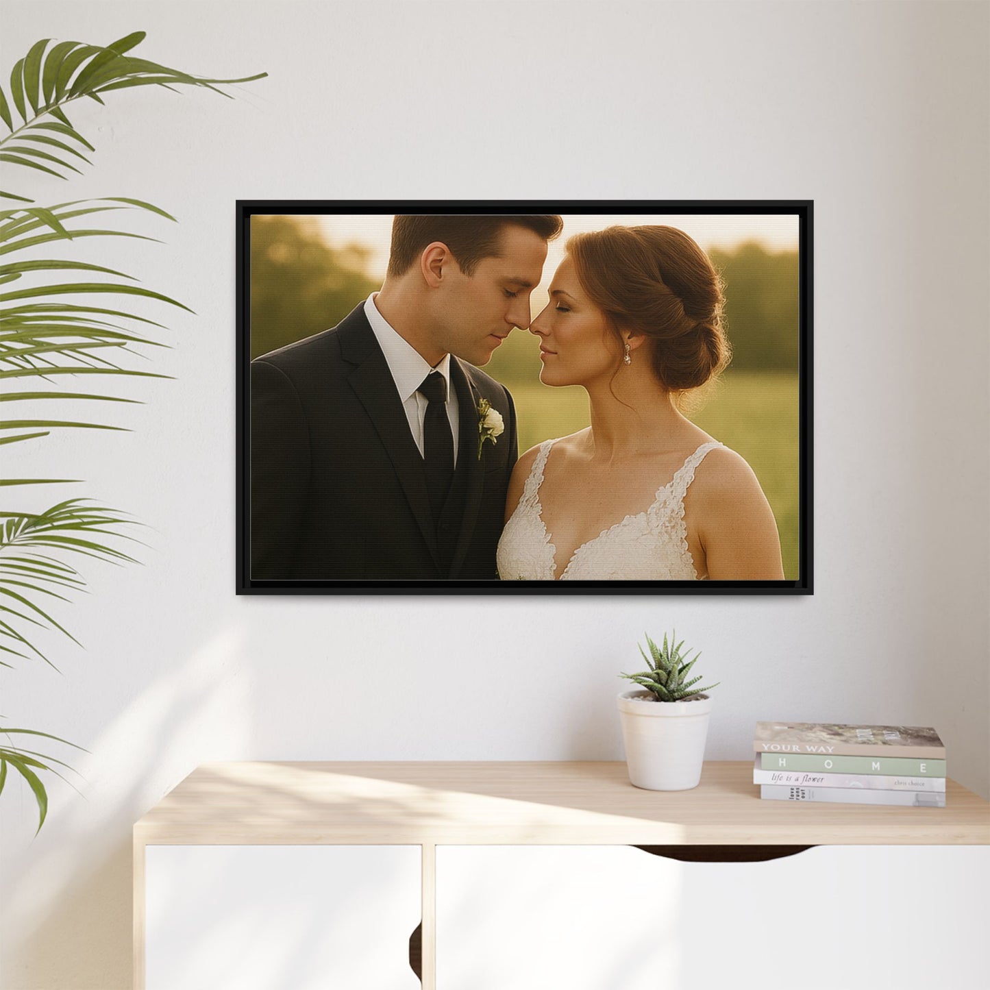 Custom Wedding Frame Horizontal Matte Canvas