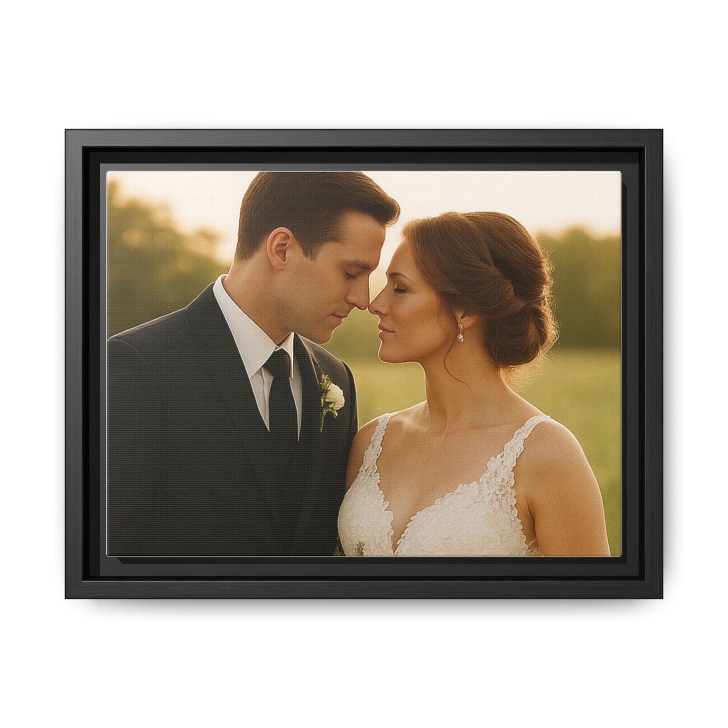 Custom Wedding Frame Horizontal Matte Canvas