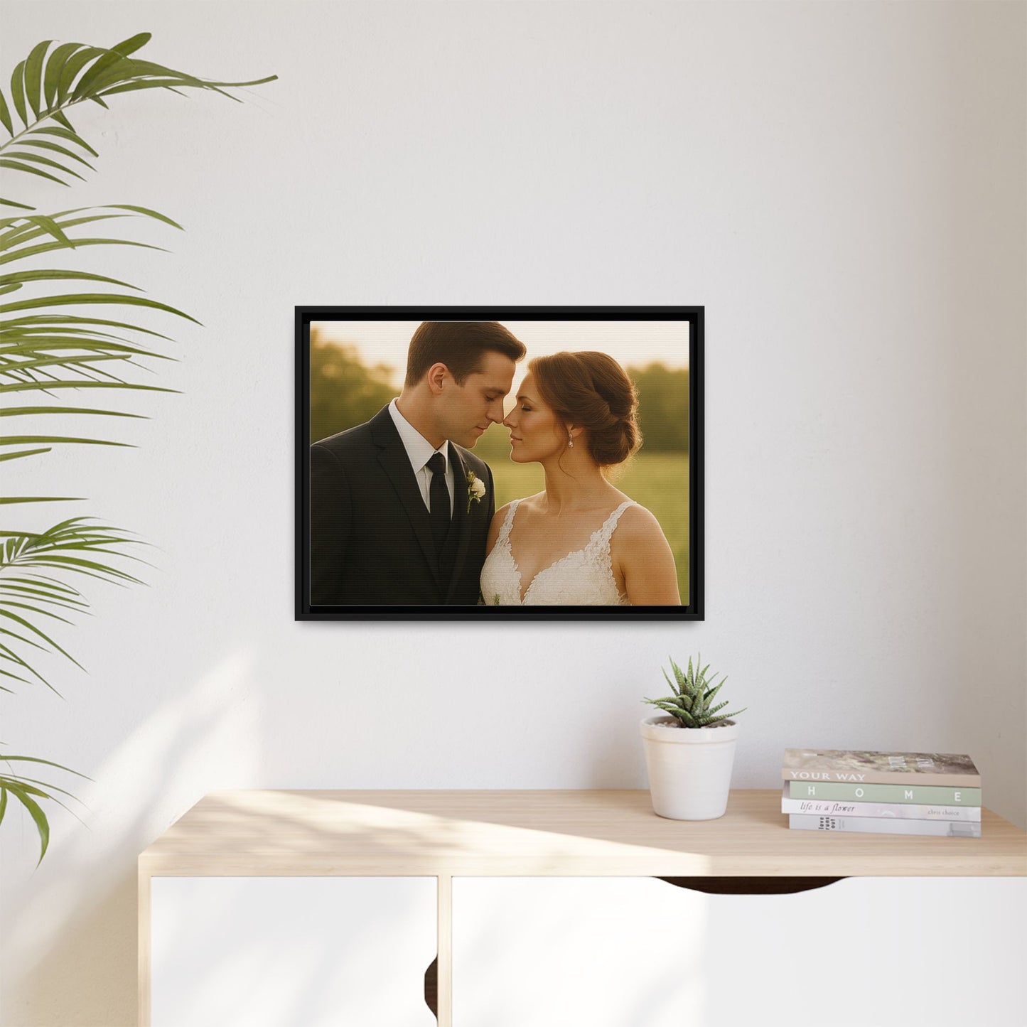 Custom Wedding Frame Horizontal Matte Canvas