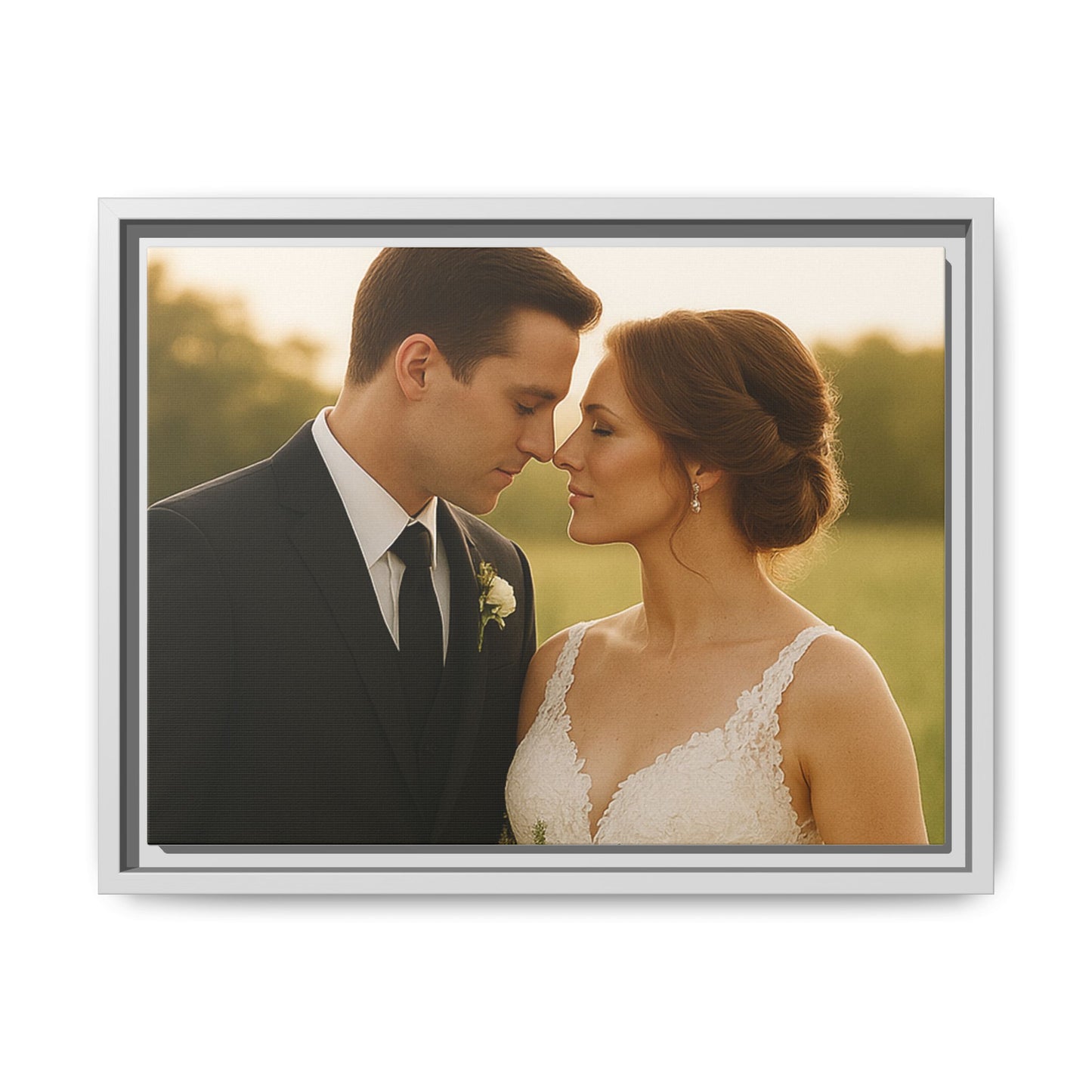 Custom Wedding Frame Horizontal Matte Canvas