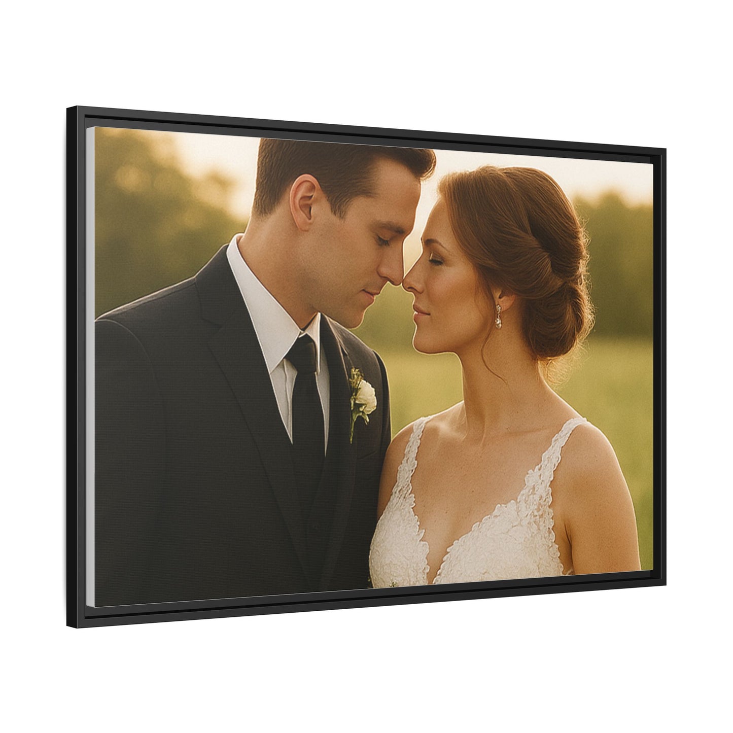 Custom Wedding Frame Horizontal Matte Canvas