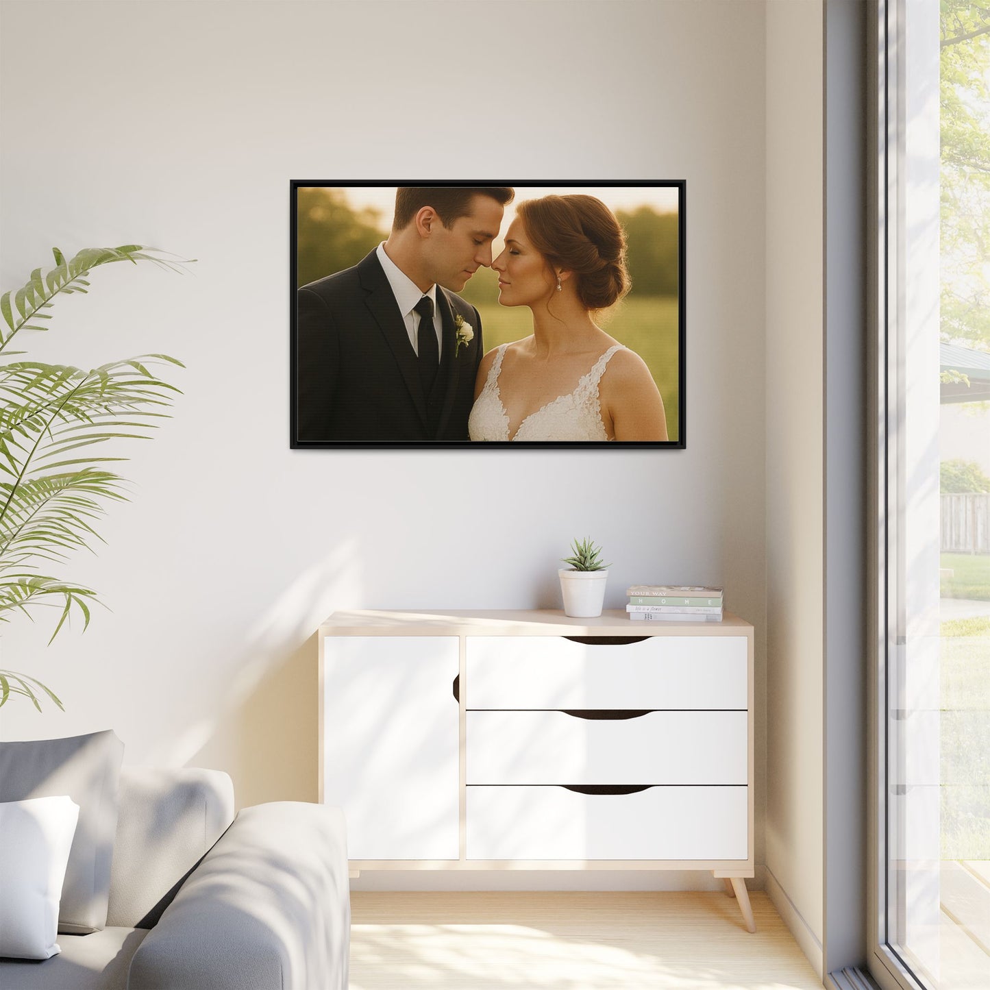 Custom Wedding Frame Horizontal Matte Canvas