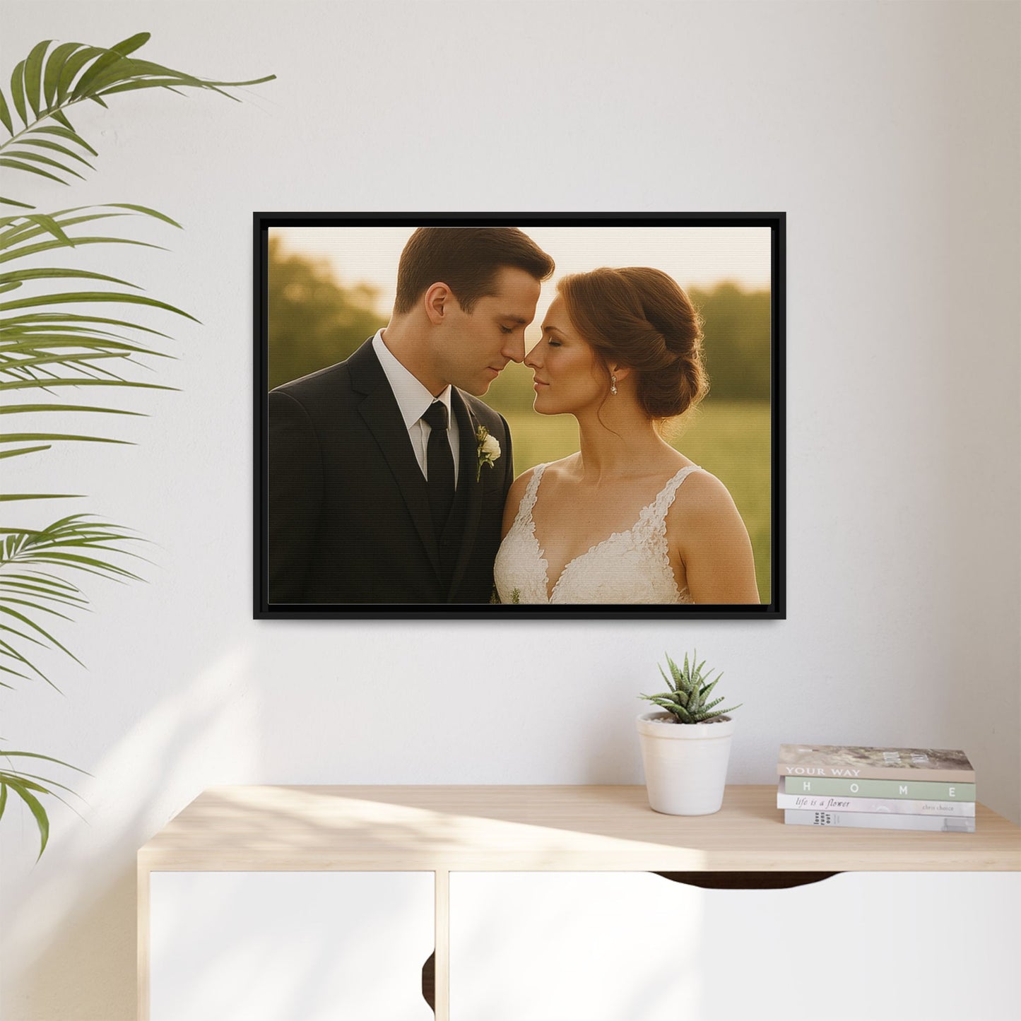 Custom Wedding Frame Horizontal Matte Canvas