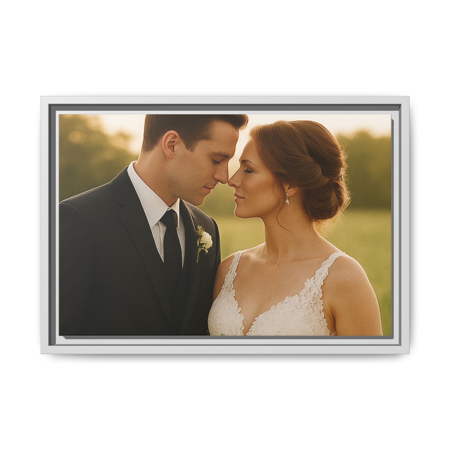 Custom Wedding Frame Horizontal Matte Canvas