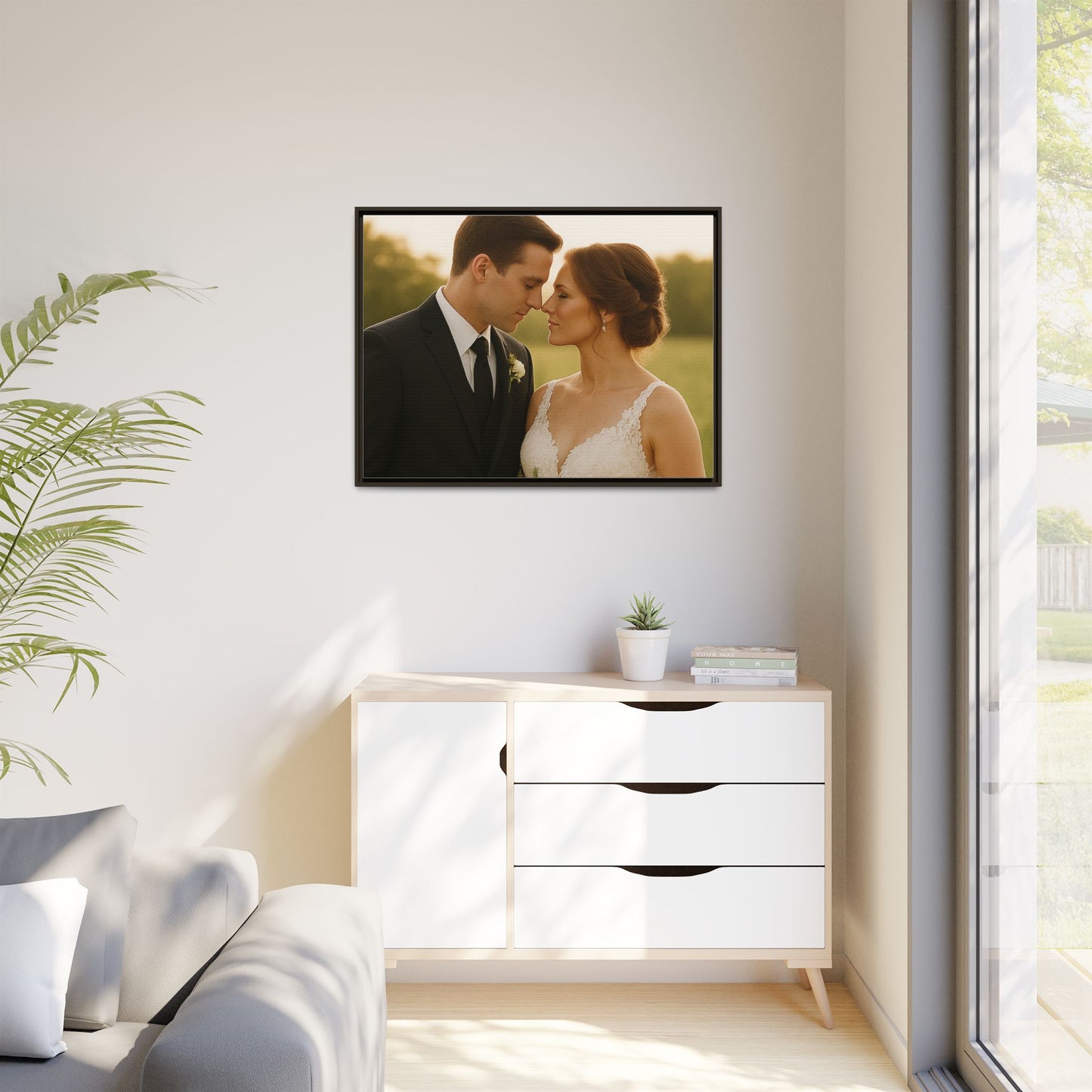 Custom Wedding Frame Horizontal Matte Canvas