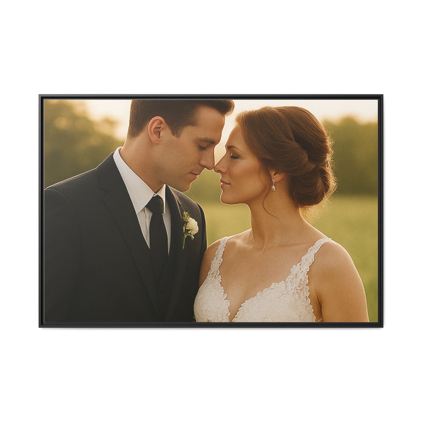 Custom Wedding Frame Horizontal Matte Canvas
