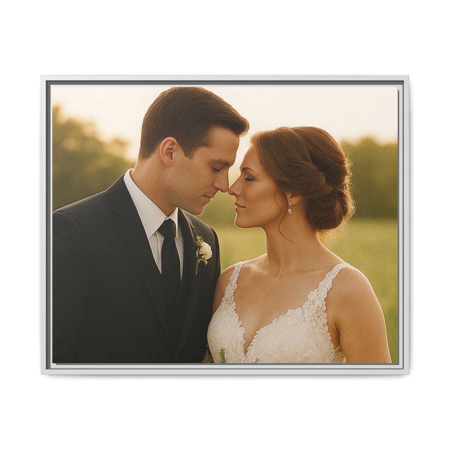Custom Wedding Frame Horizontal Matte Canvas