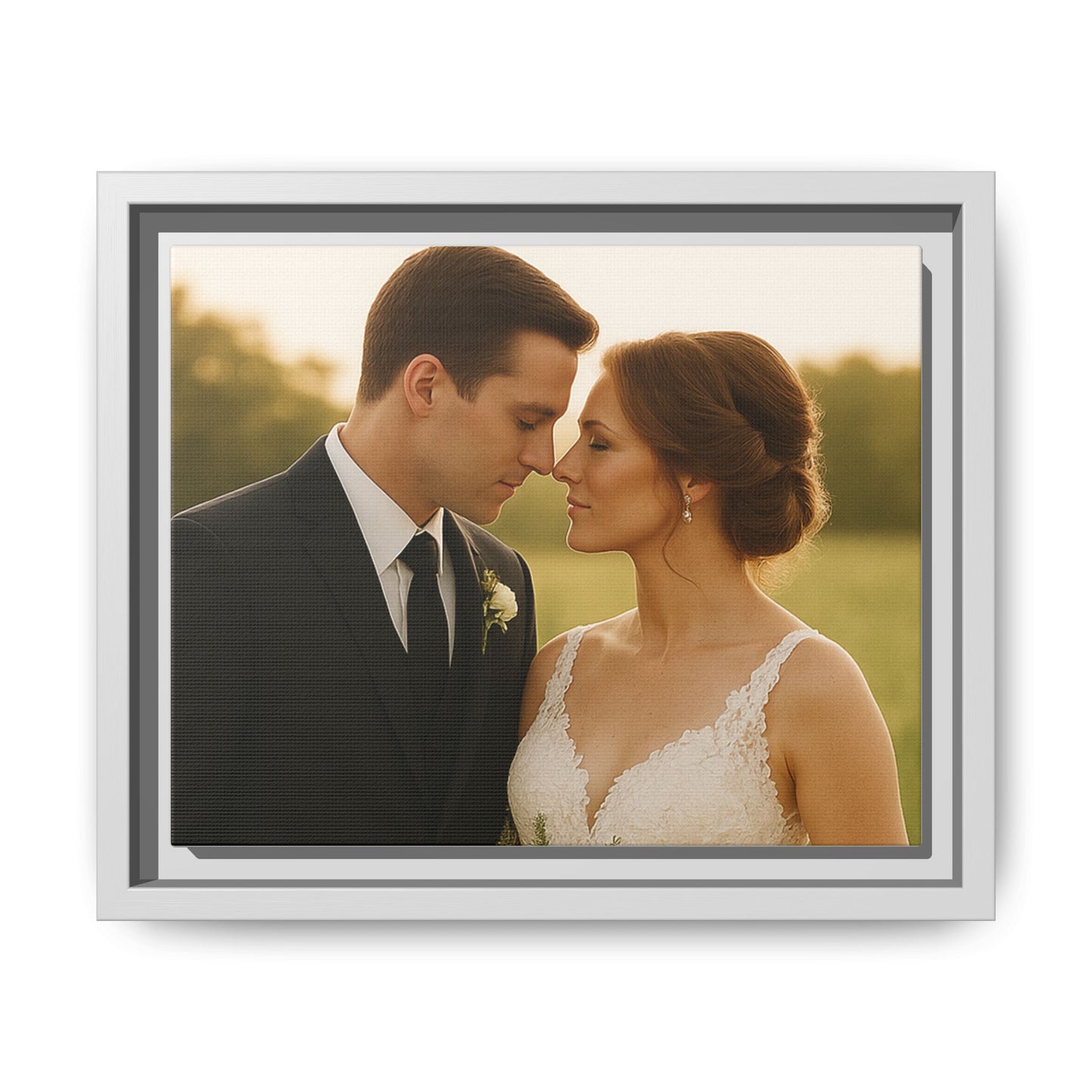 Custom Wedding Frame Horizontal Matte Canvas