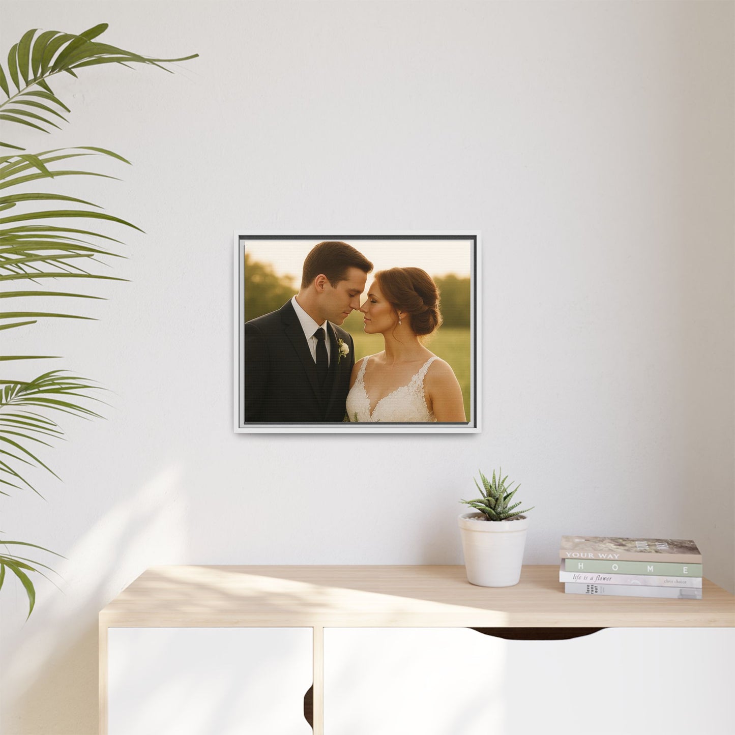 Custom Wedding Frame Horizontal Matte Canvas