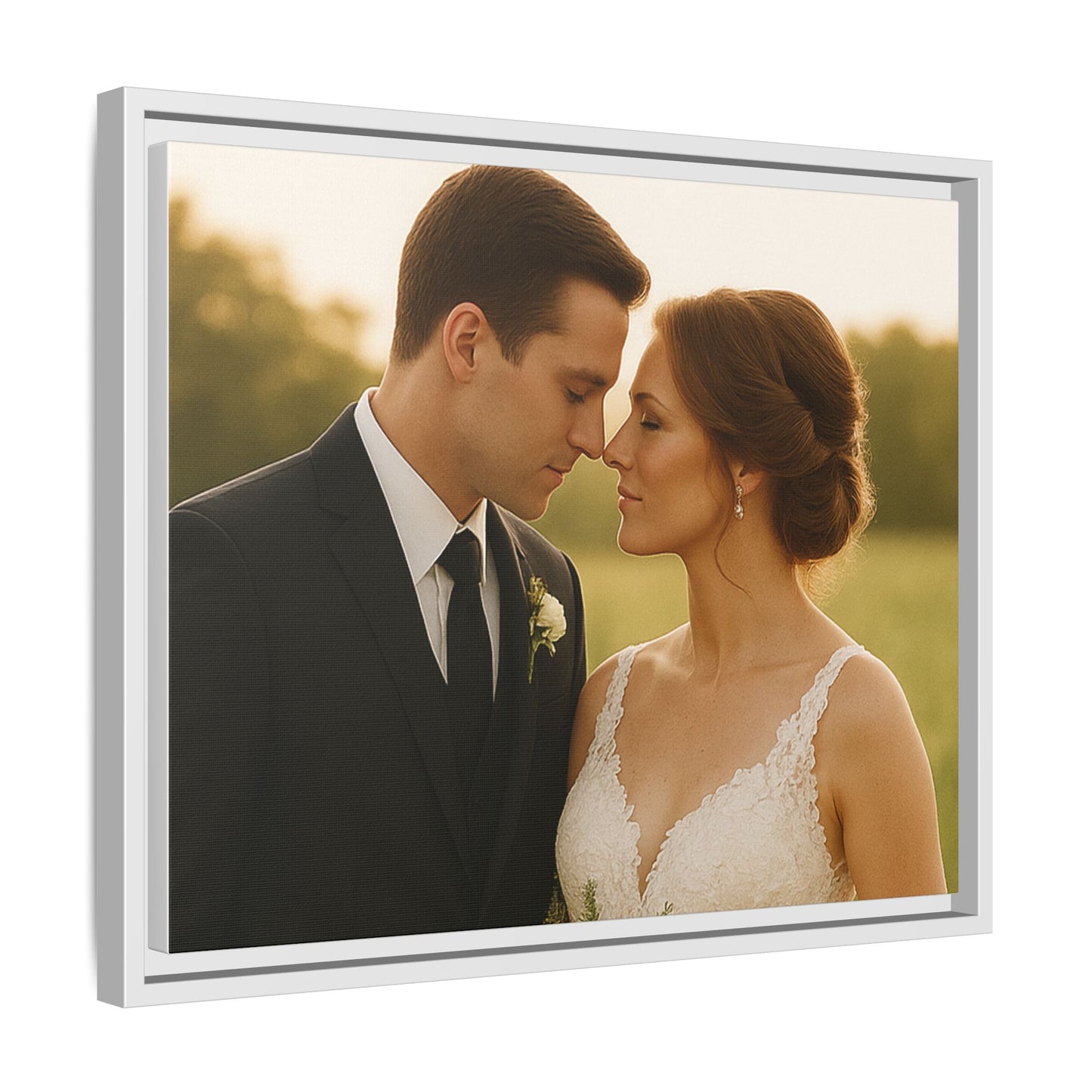 Custom Wedding Frame Horizontal Matte Canvas