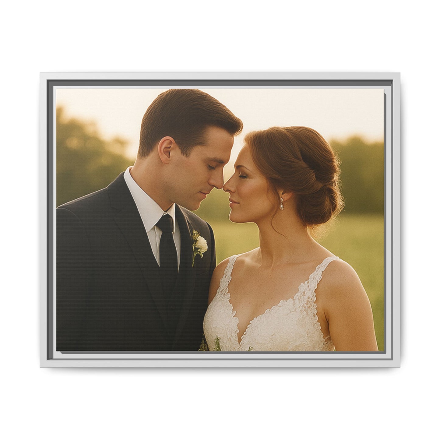 Custom Wedding Frame Horizontal Matte Canvas