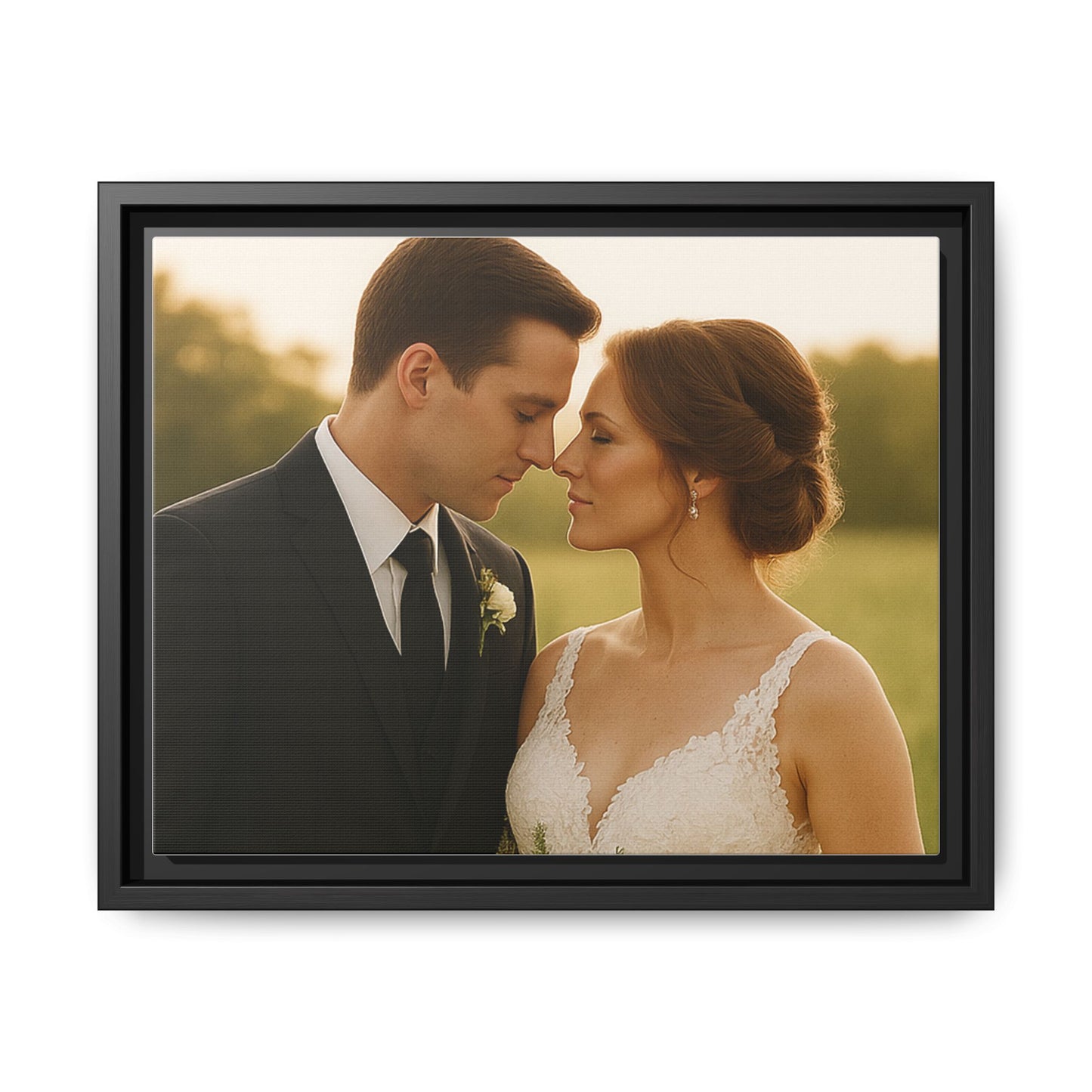 Custom Wedding Frame Horizontal Matte Canvas