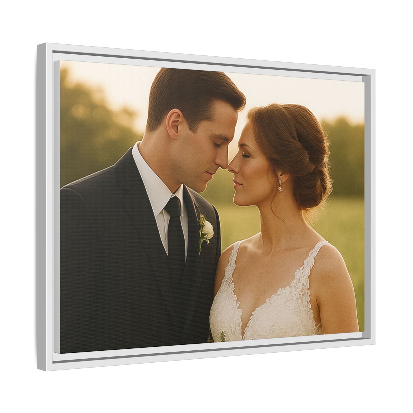 Custom Wedding Frame Horizontal Matte Canvas