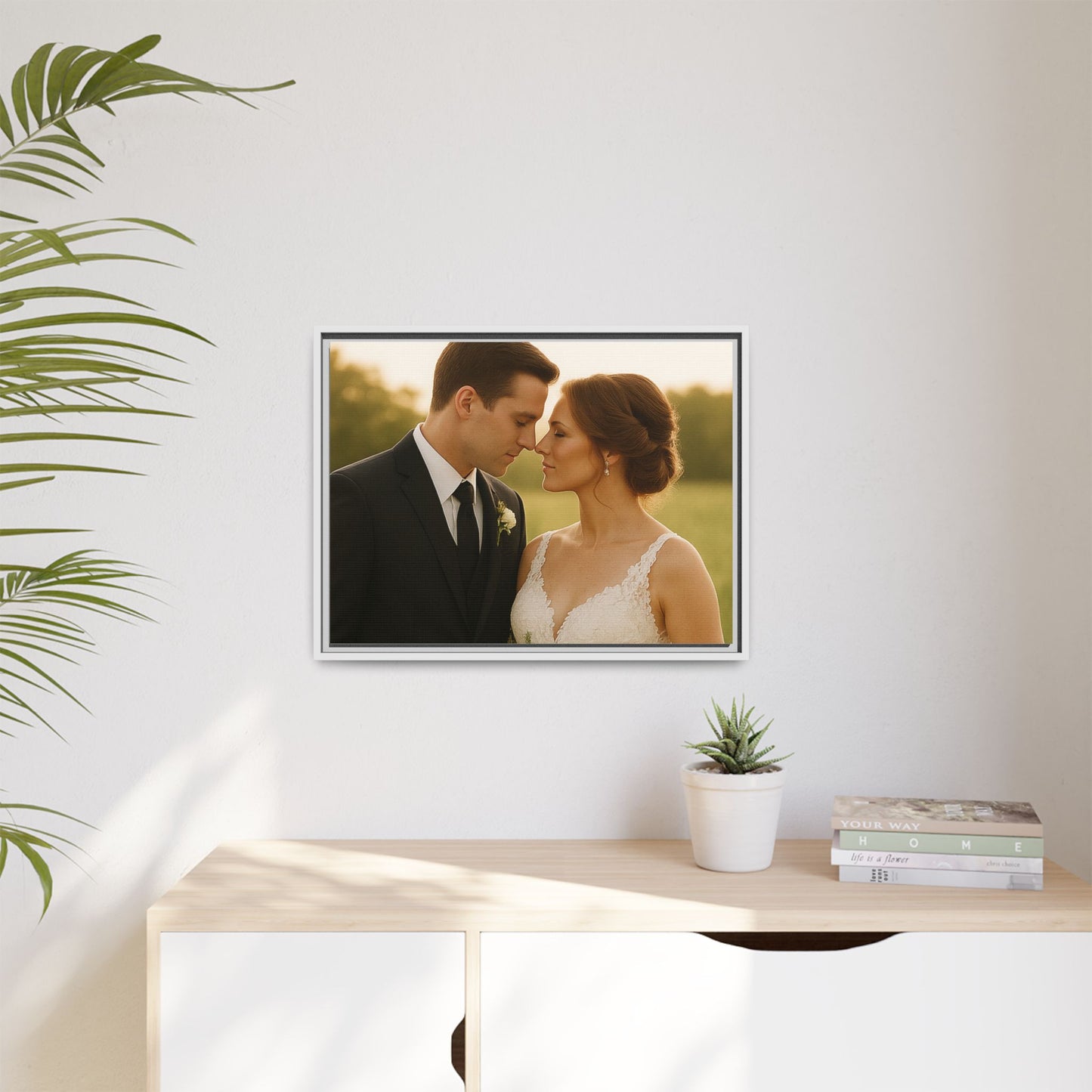 Custom Wedding Frame Horizontal Matte Canvas