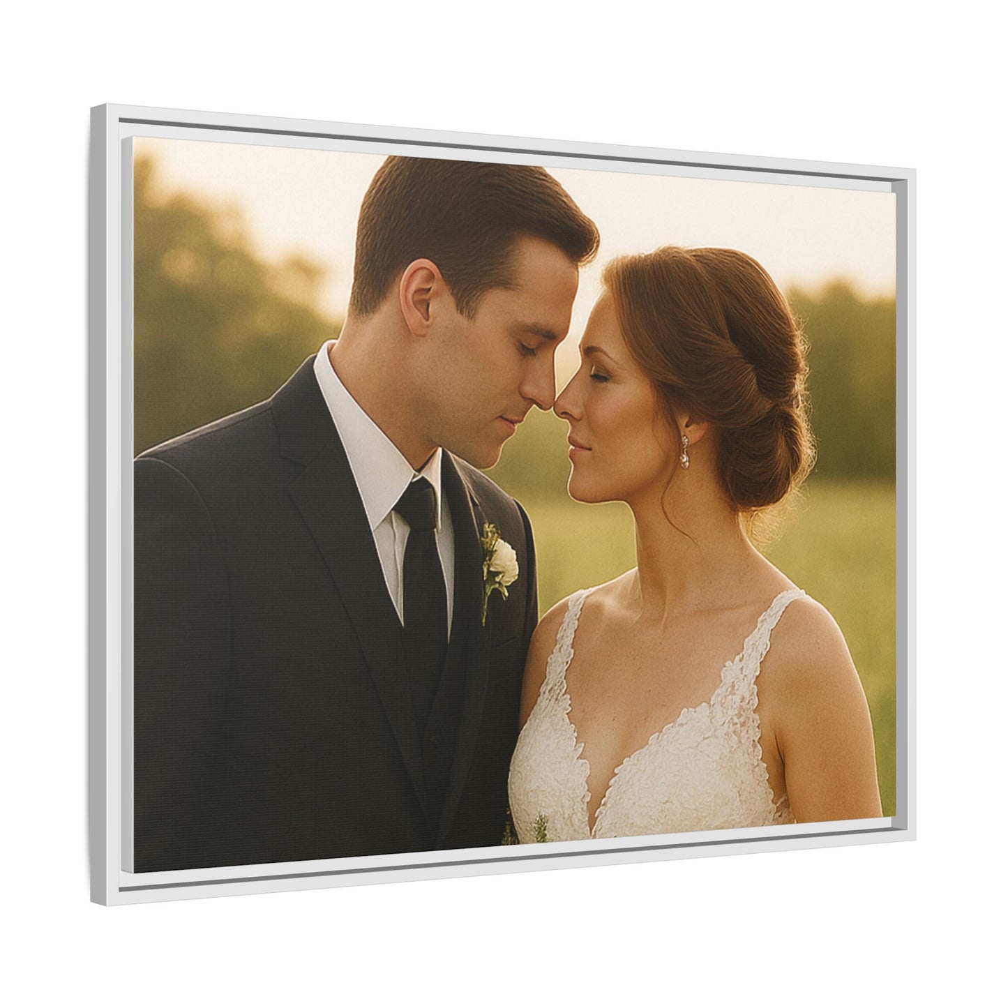 Custom Wedding Frame Horizontal Matte Canvas