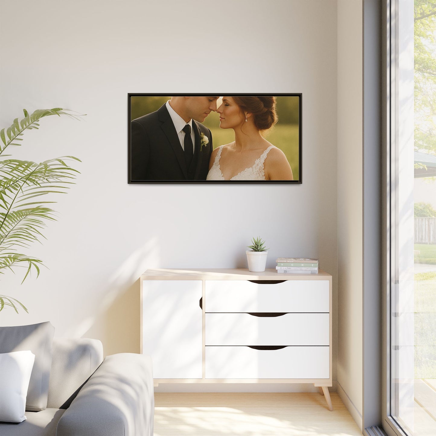 Custom Wedding Frame Horizontal Matte Canvas