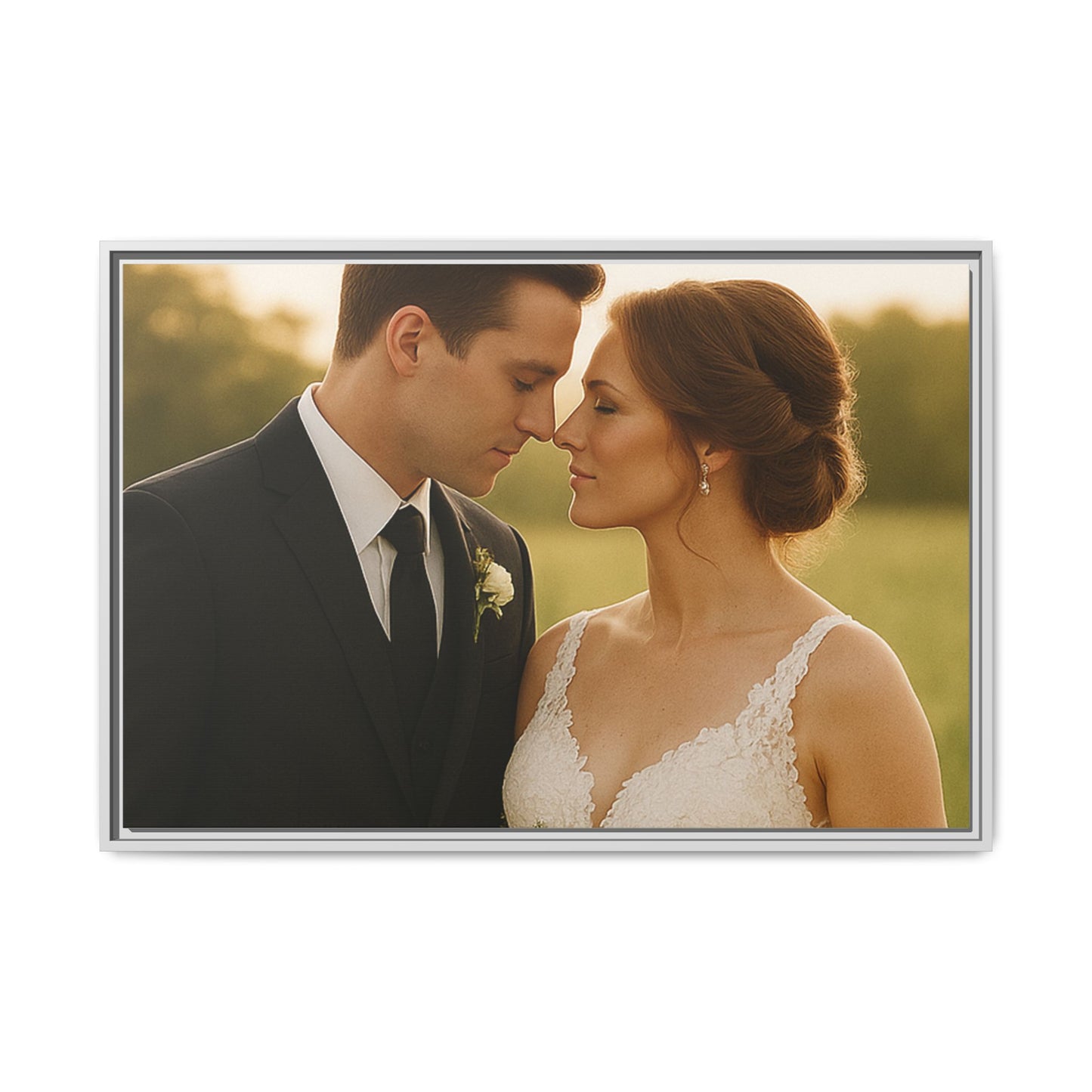 Custom Wedding Frame Horizontal Matte Canvas