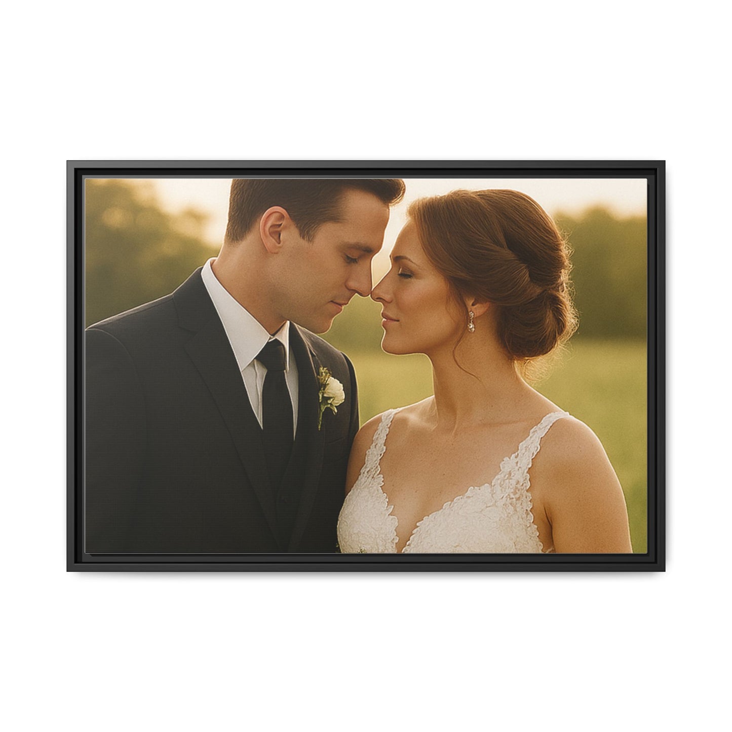 Custom Wedding Frame Horizontal Matte Canvas