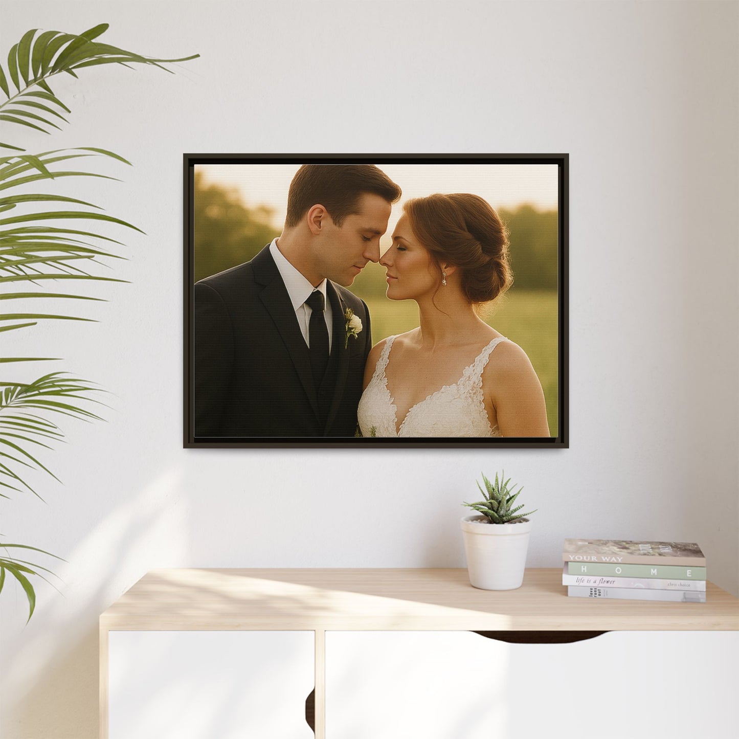Custom Wedding Frame Horizontal Matte Canvas