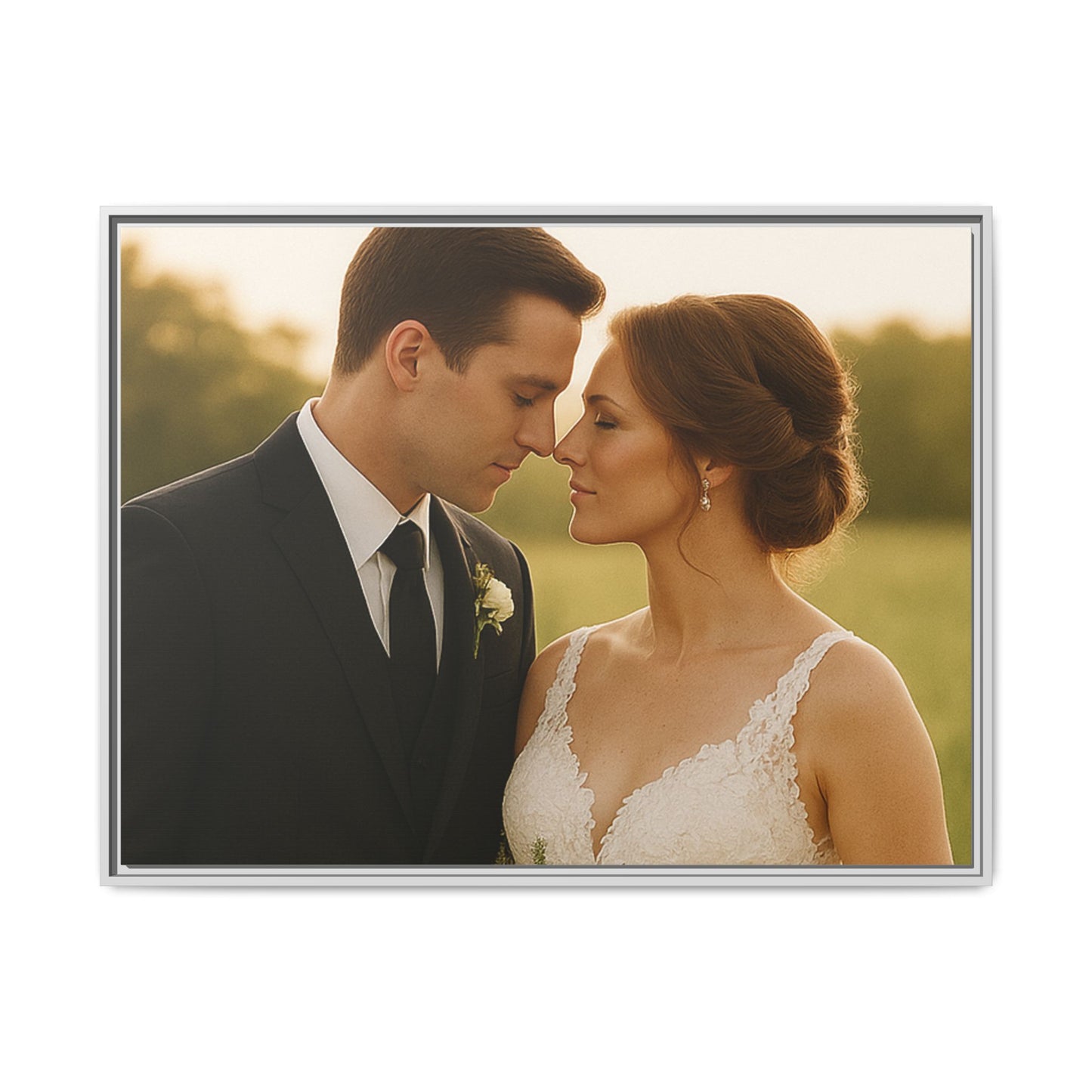 Custom Wedding Frame Horizontal Matte Canvas