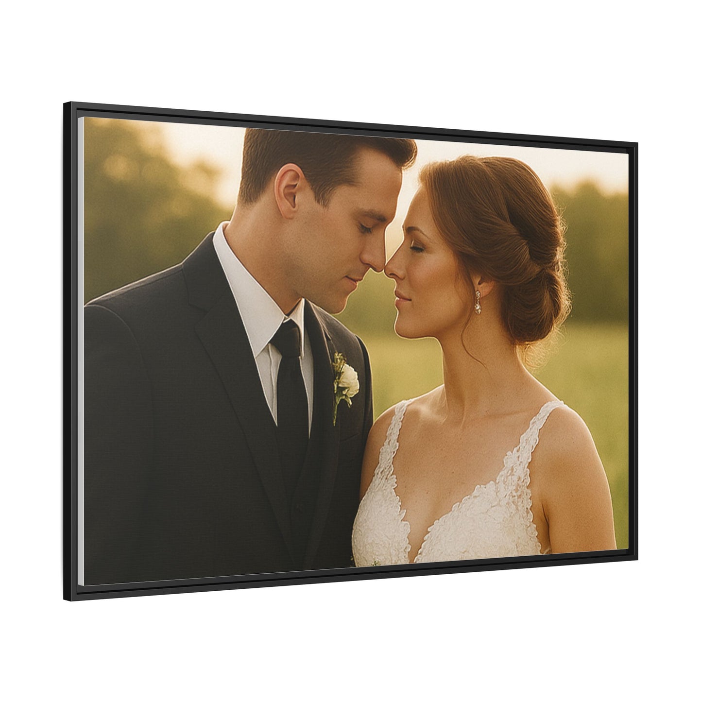 Custom Wedding Frame Horizontal Matte Canvas