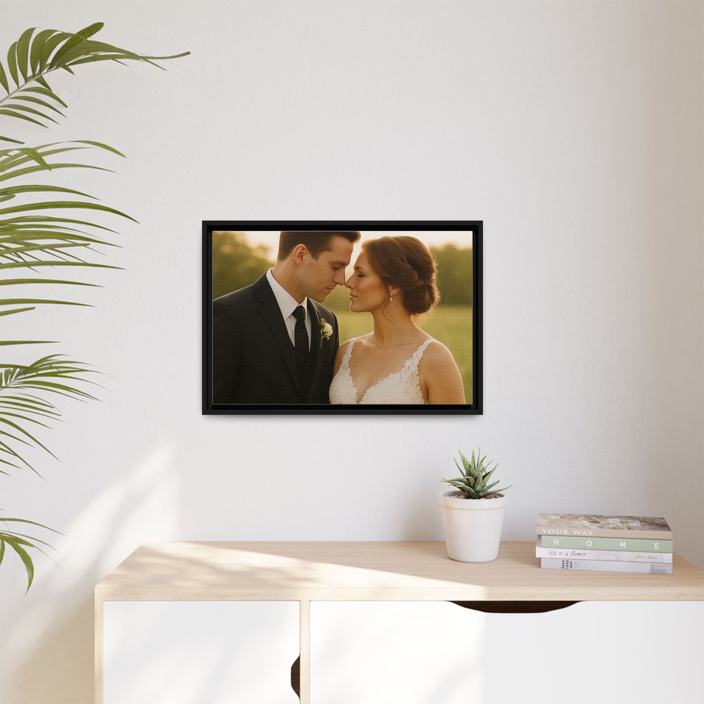 Custom Wedding Frame Horizontal Matte Canvas