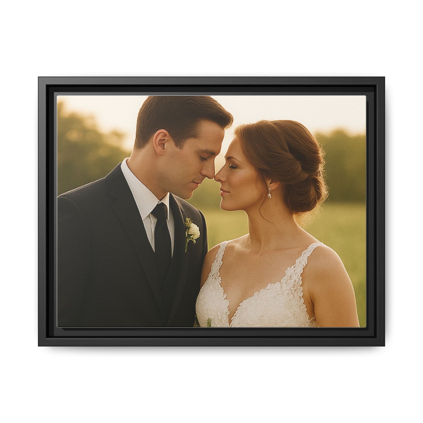 Custom Wedding Frame Horizontal Matte Canvas