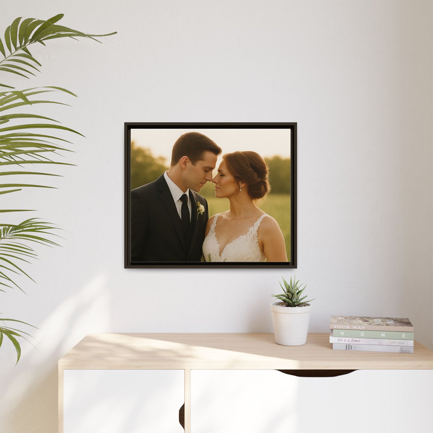 Custom Wedding Frame Horizontal Matte Canvas