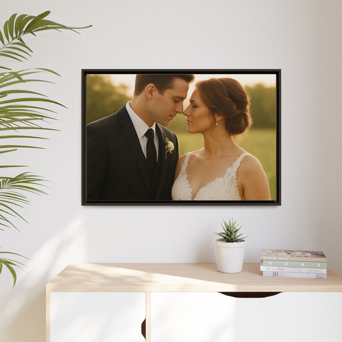 Custom Wedding Frame Horizontal Matte Canvas