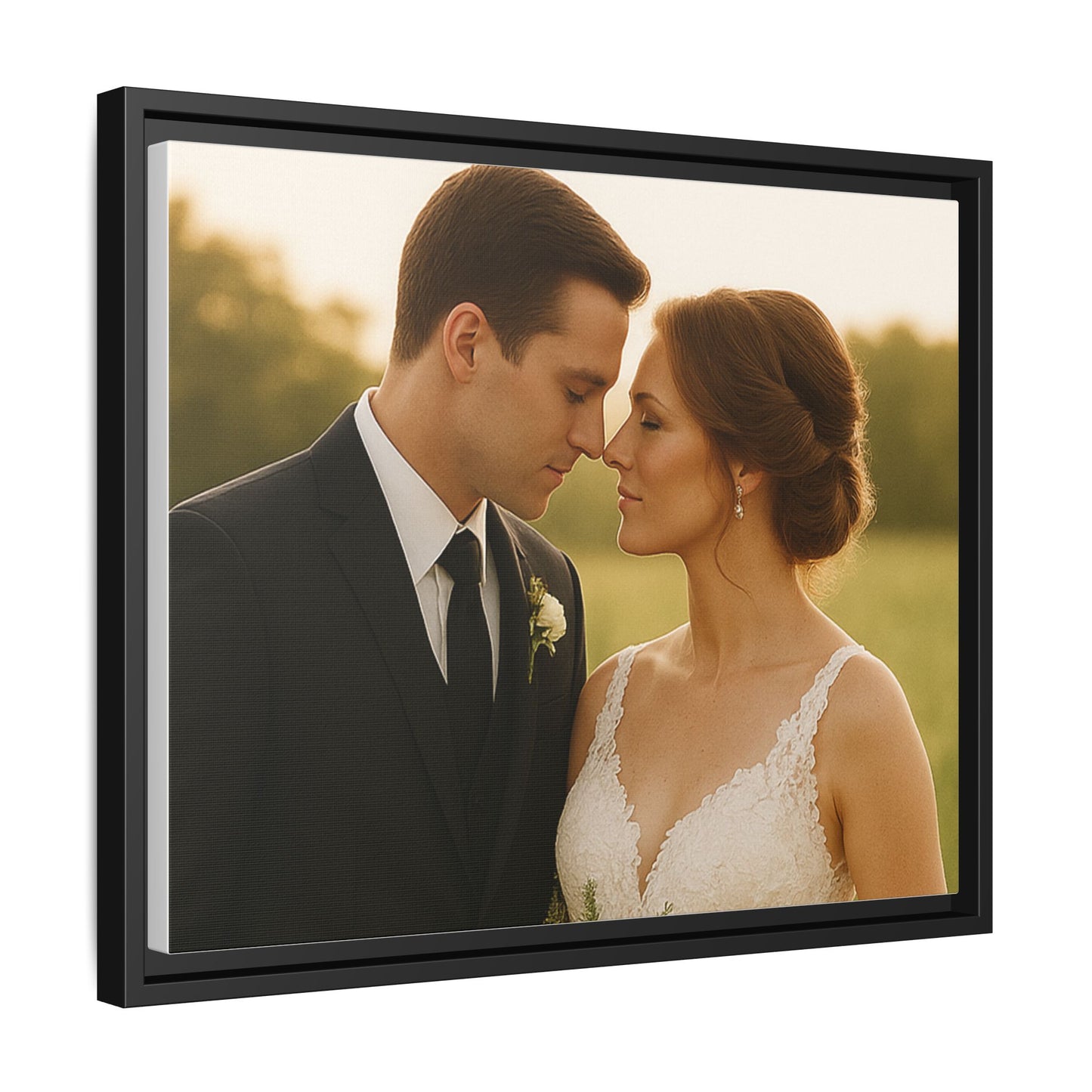 Custom Wedding Frame Horizontal Matte Canvas