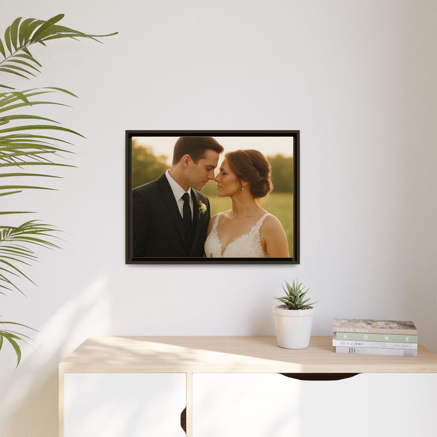 Custom Wedding Frame Horizontal Matte Canvas