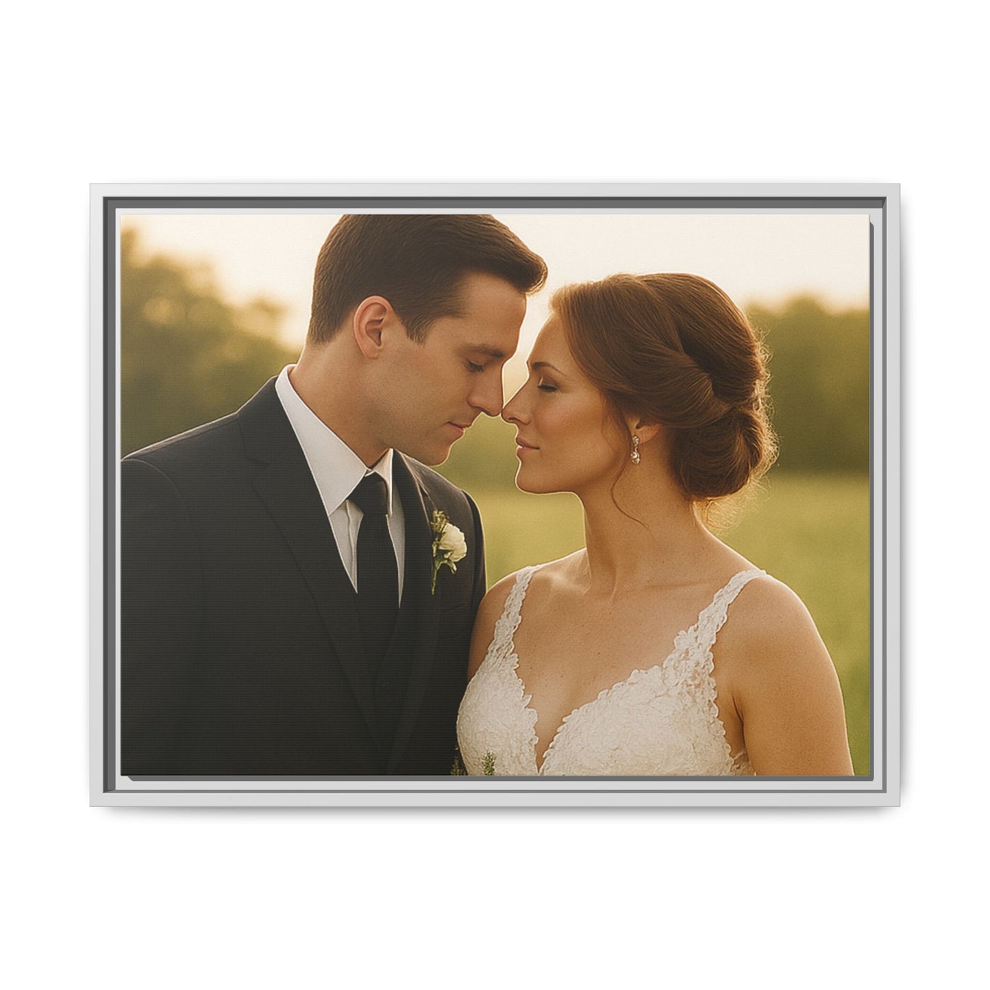 Custom Wedding Frame Horizontal Matte Canvas
