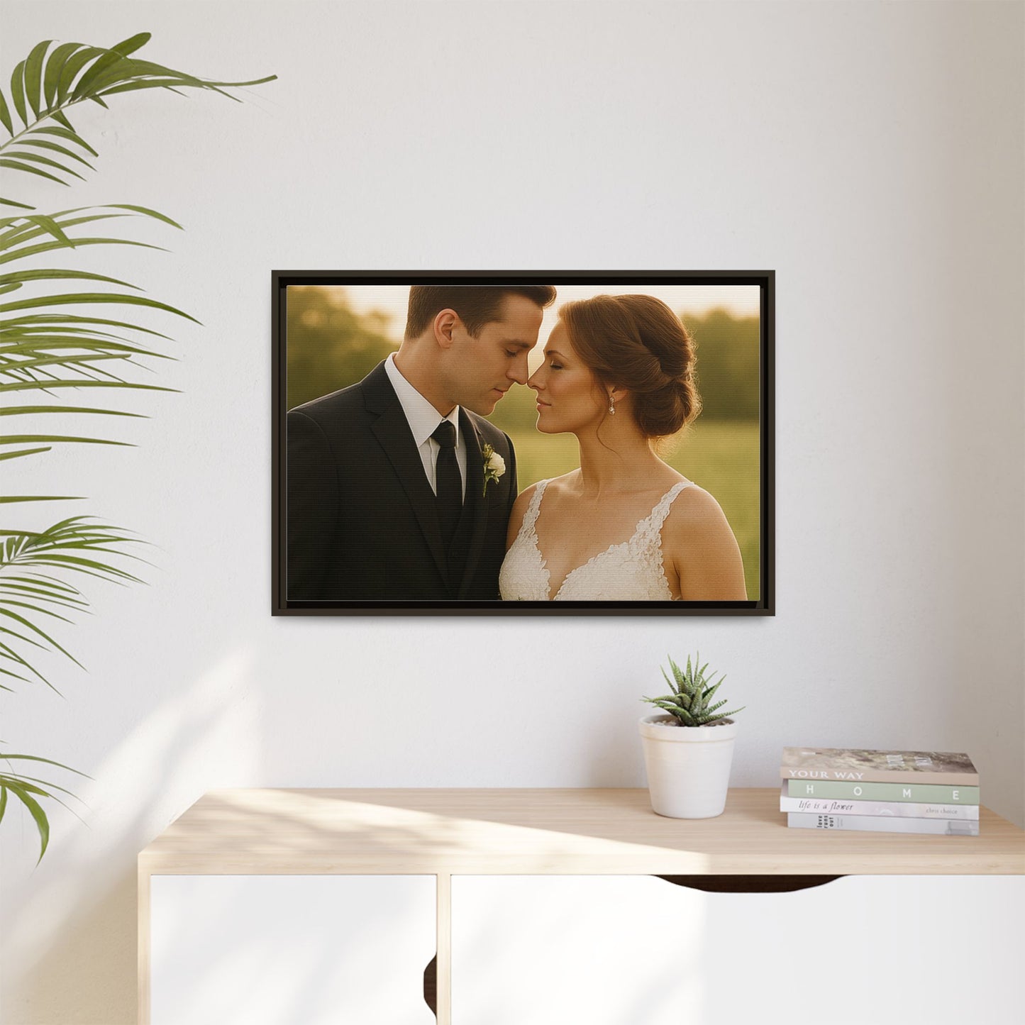 Custom Wedding Frame Horizontal Matte Canvas