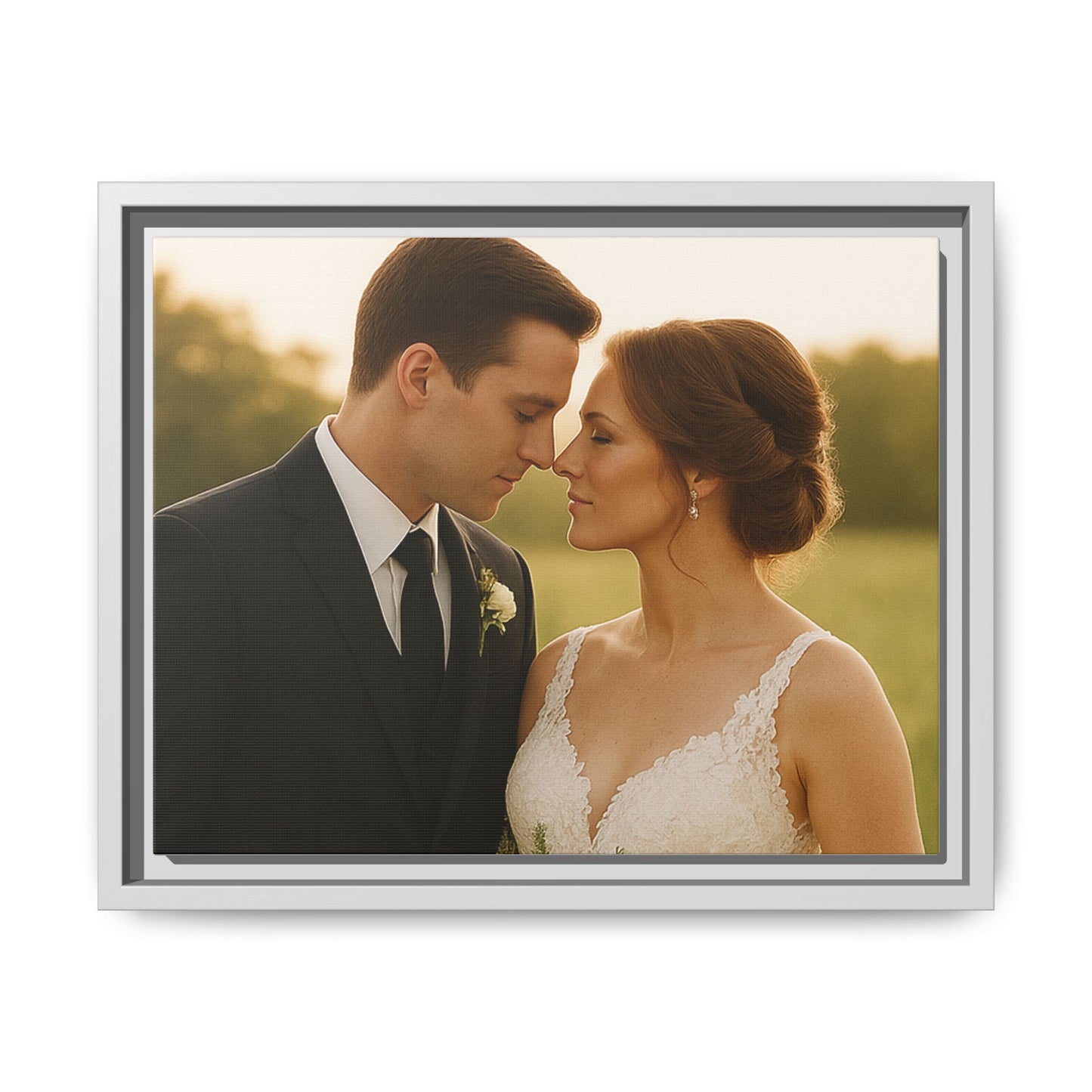 Custom Wedding Frame Horizontal Matte Canvas