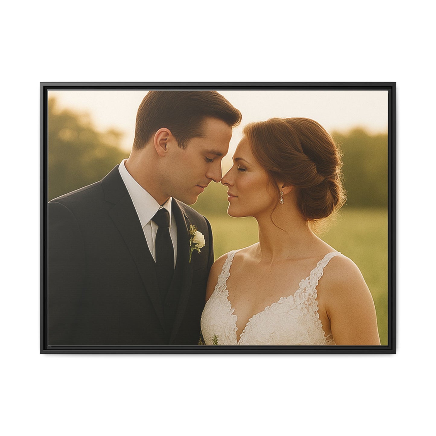 Custom Wedding Frame Horizontal Matte Canvas
