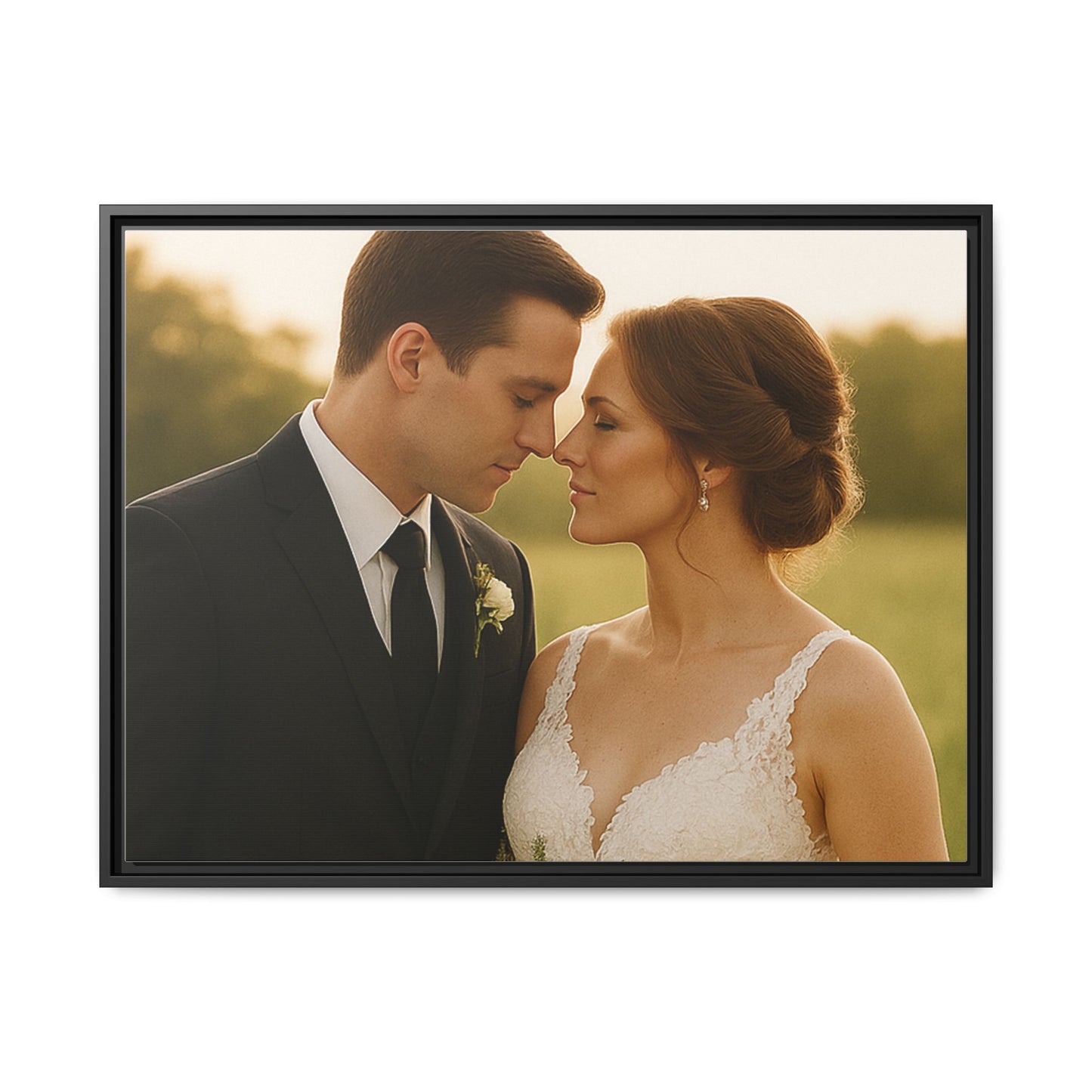 Custom Wedding Frame Horizontal Matte Canvas